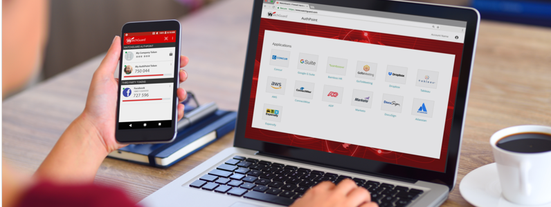 Laptop and mobile phone showing WatchGuard AuthPoint