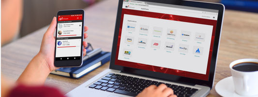Laptop and mobile phone showing WatchGuard AuthPoint